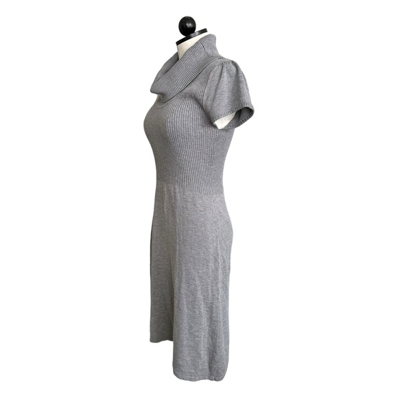 Calvin Klein Cowl Neck Ribbed Knit Sweater Dress Cap Sleeves Gray Size Medium - Picture 5 of 11